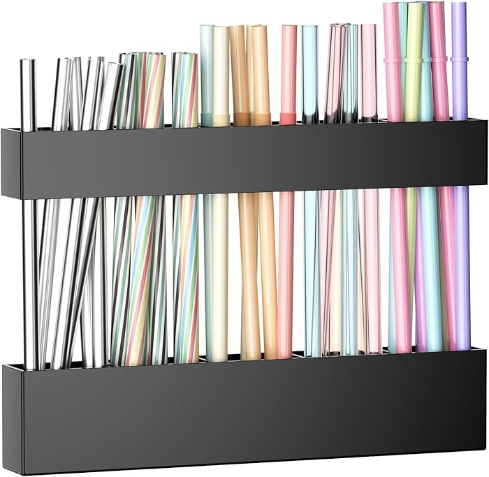 9.5 Inch Cabinet Door Acrylic Straw Holder with Double-Sided Tape, Kitchen Countertop Cabinet Sto... | Amazon (US)