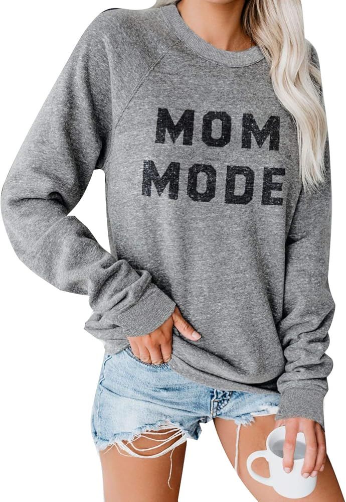 Womens Crewneck Sweatshirt Long Sleeve Raglan Letter Print Terry Casual Cute Pullover Top… | Amazon (US)