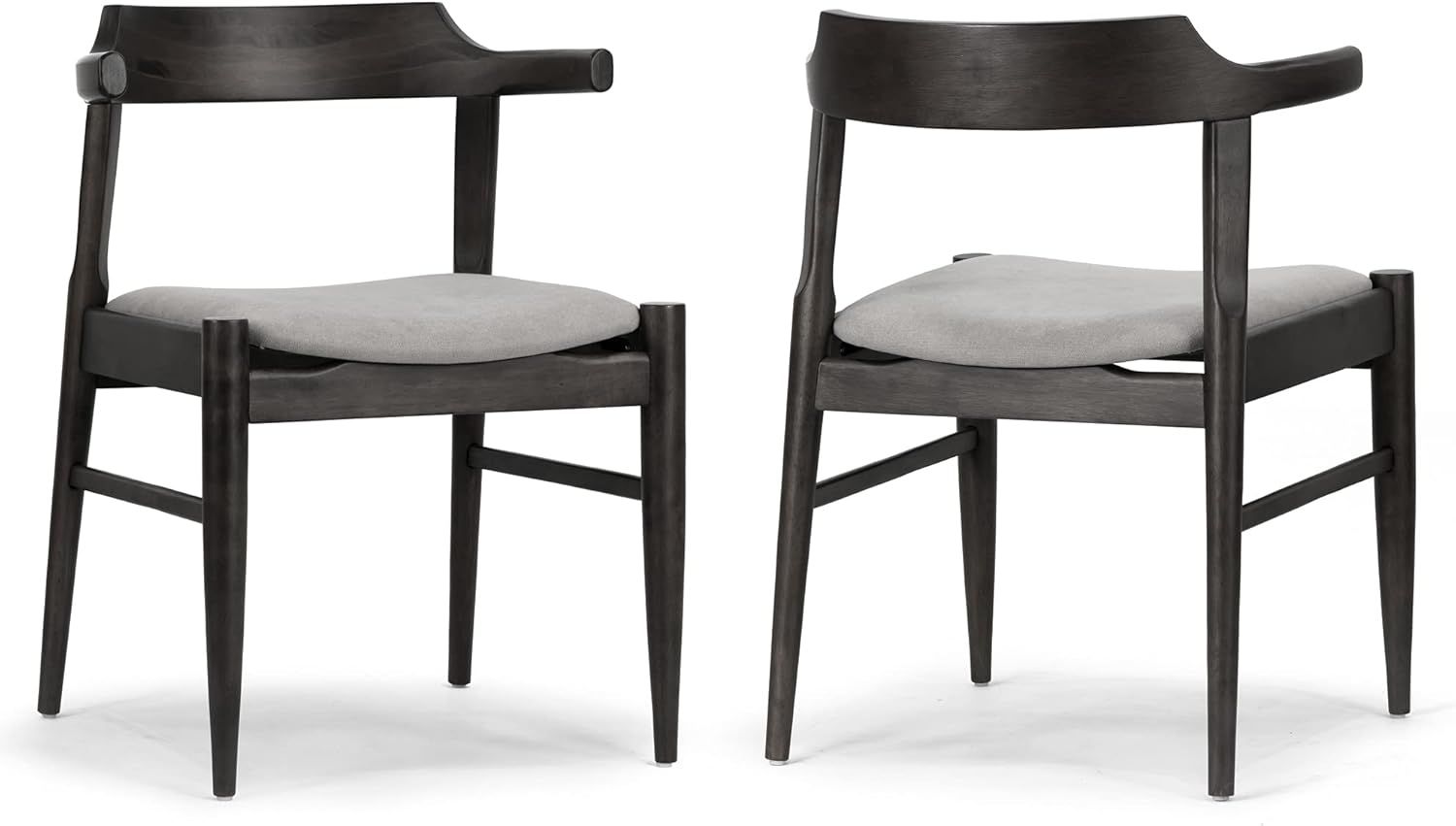Set of 2 Atlas Retro Modern Black Wood Chair with Curved Back | Amazon (US)