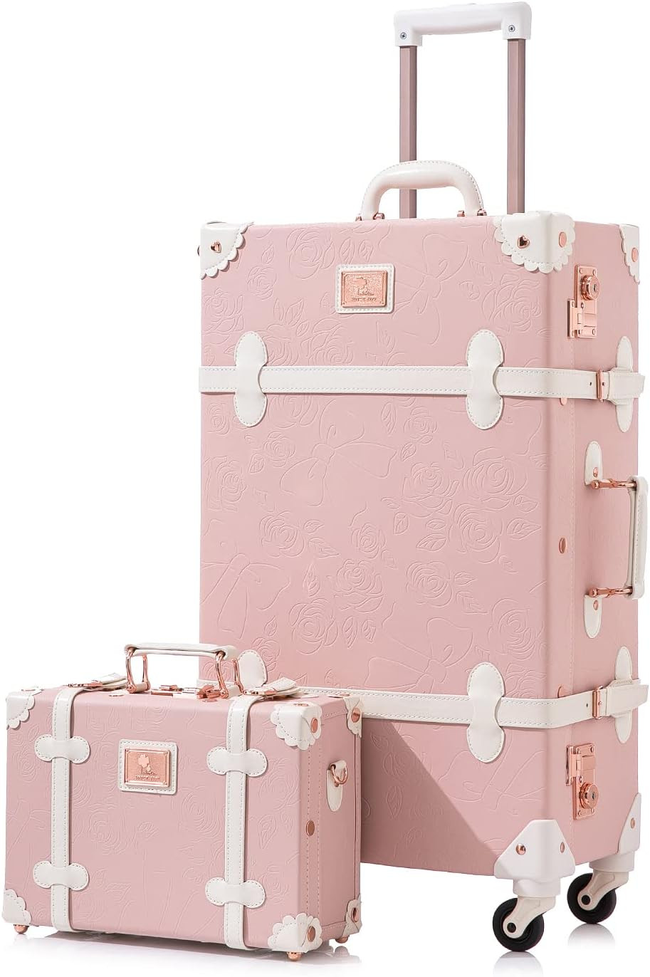 Unitravel 2 Piece Vintage Suitcase Set, 26" Women Cute Travel Luggage with 12" Handbag, Hardside ... | Amazon (US)