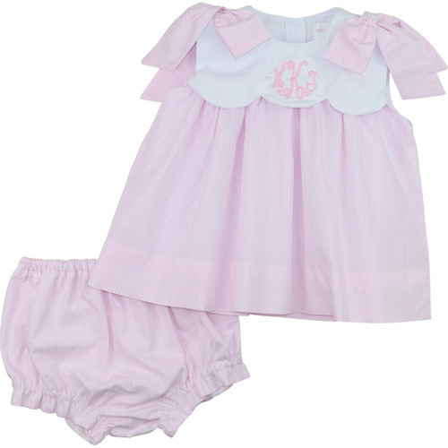 Pink Stripe Bow Diaper Set | Cecil and Lou