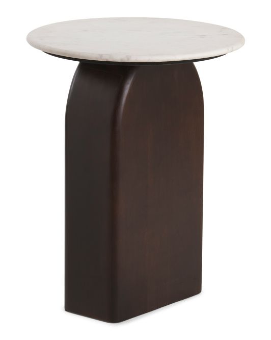 Marble And Wood Round Side Table | TJ Maxx