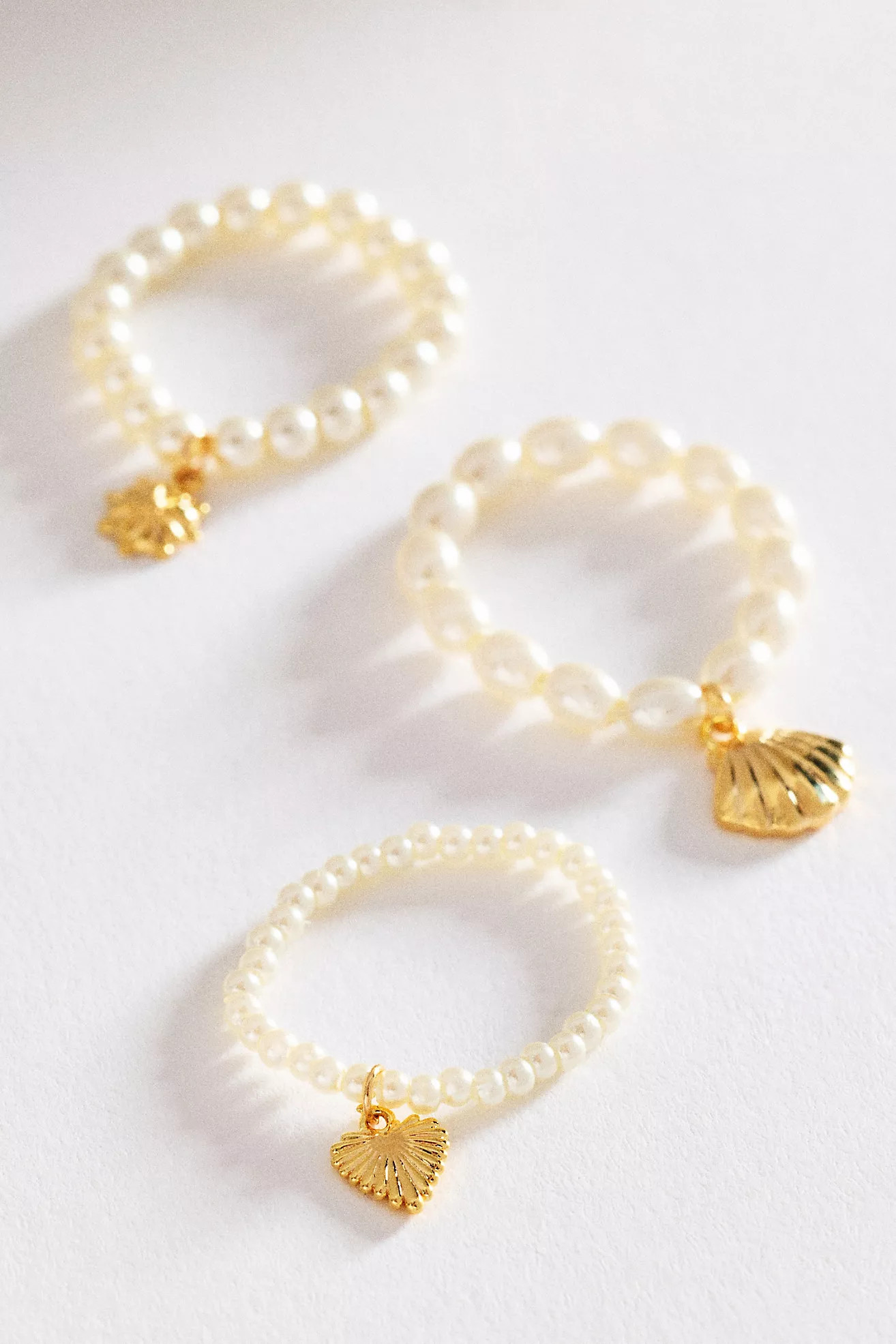 Stretch Pearl Charm Rings, Set of 3 | Anthropologie (US)