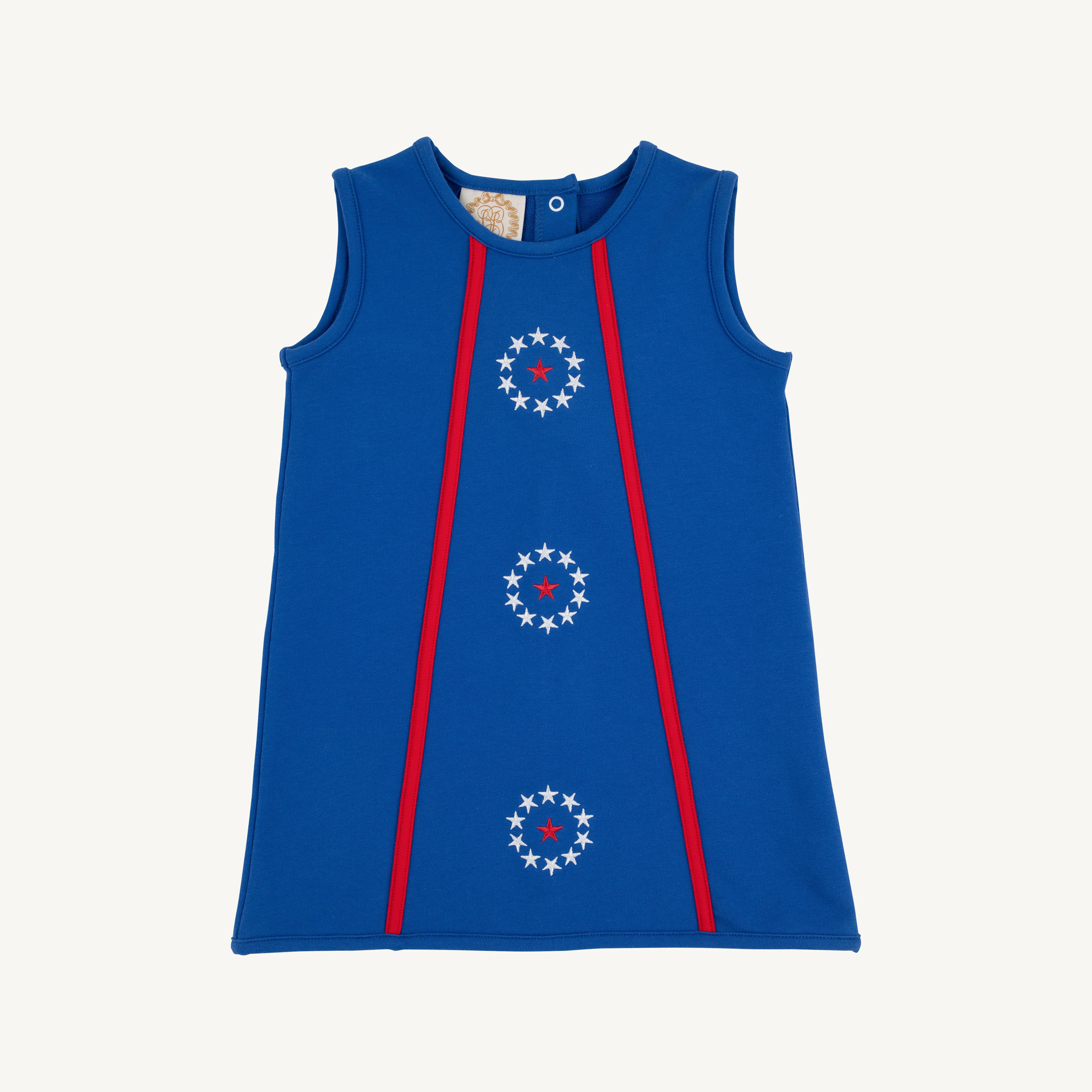 Annie Apron Dress - Rockefeller Royal Blue & Richmond Red with Star Ap | The Beaufort Bonnet Company