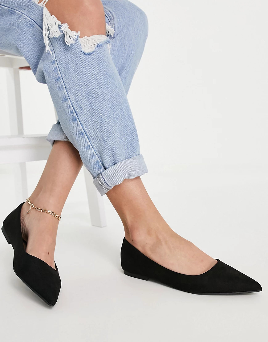 ASOS DESIGN Lucky pointed ballet flats in black | ASOS (Global)