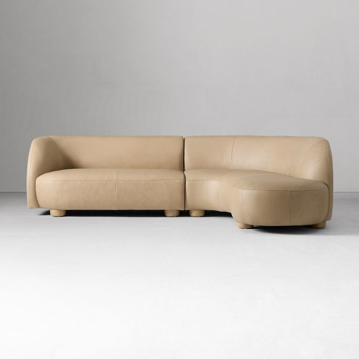 Laurent Leather 2-Piece Wedge Chaise Sectional (111.5") | West Elm (US)