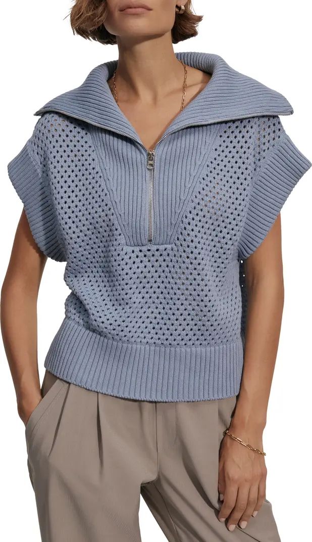 Varley Mila Open Stitch Half Zip Sleeveless Sweater | Nordstrom | Nordstrom