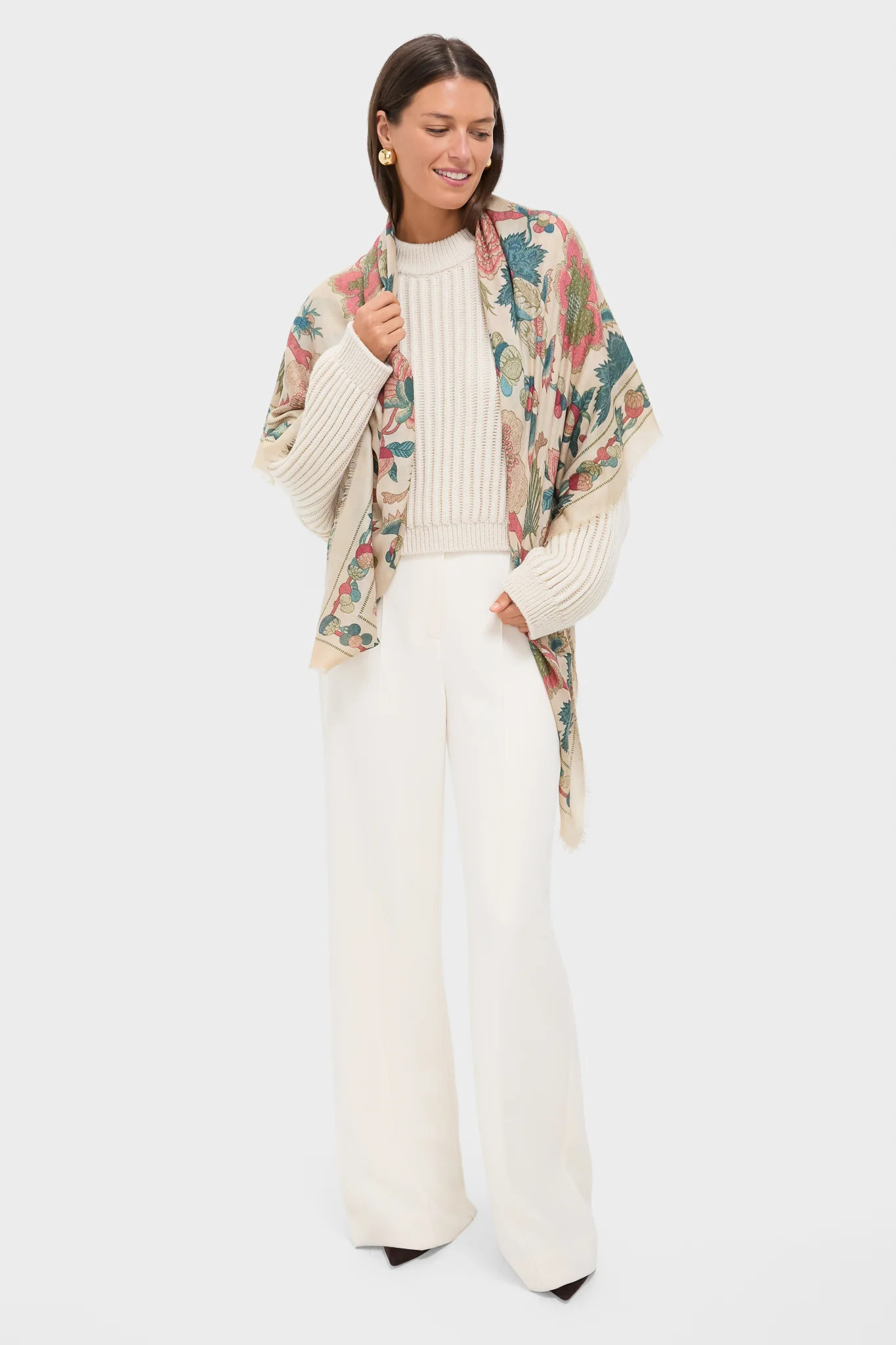 Garden Scrollwork Silk Cashmere Blend Large Scarf | Tuckernuck (US)