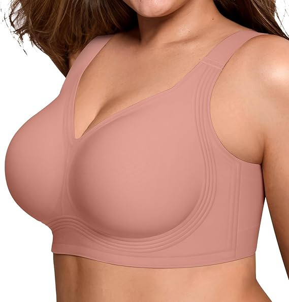 Bras for Women Supportive Wireless Push Up Bra Full Coverage No Underwire Seamless Plus Size for ... | Amazon (US)