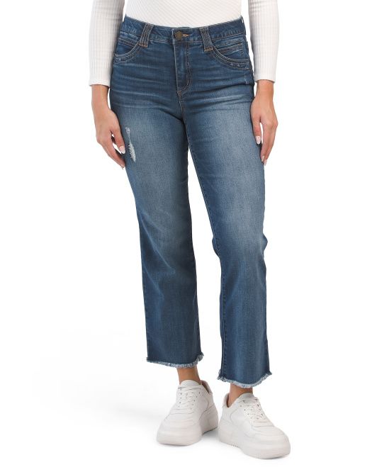 Ab Tech High Rise Cropped Itty Bitty Flare Jeans With Fray Hem | Marshalls