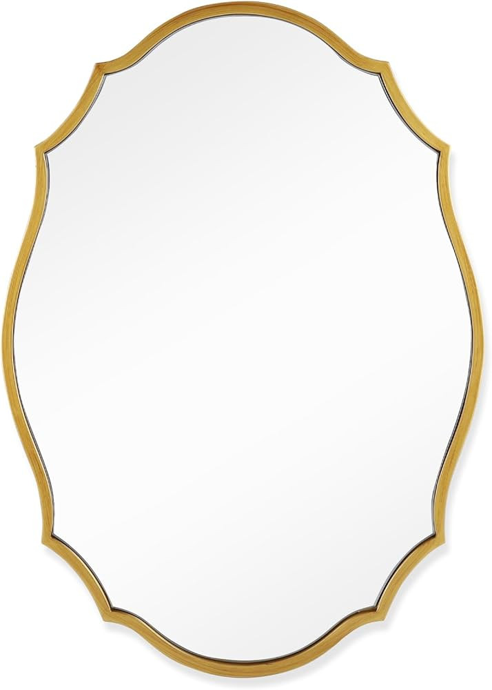 Scalloped Oval Wall Mirror, 20x30 Inch Gold Framed Elegant Retro Mirror for Over Sink, Ideal for ... | Amazon (US)