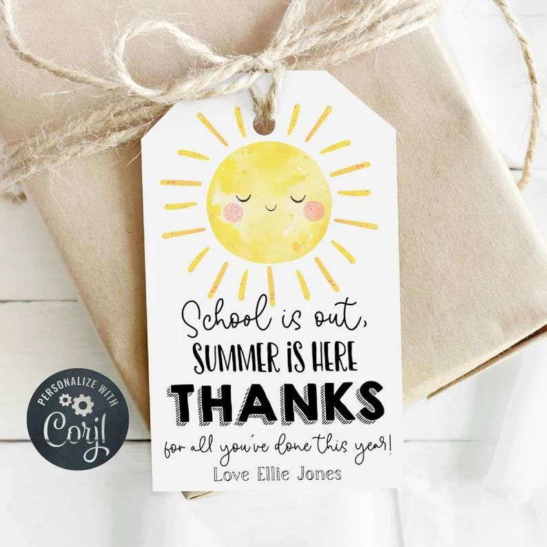 Summer Teacher Appreciation Gift Tag Template, Editable Sunshine Thank You Tag, Printable Schools... | Etsy (US)