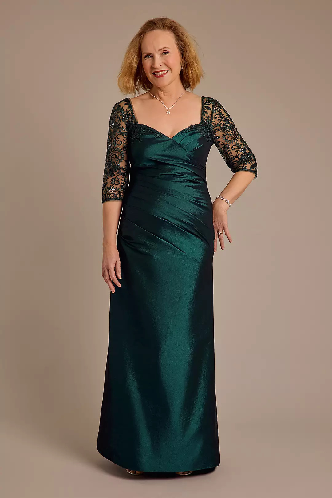 Embroidered Stretch Taffeta Mermaid Dress | David's Bridal