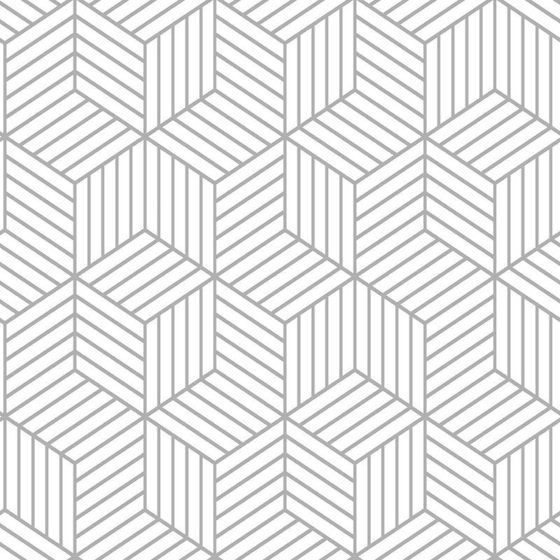 RoomMates Striped Hexagon Peel & Stick Wallpaper White/Gray | Target