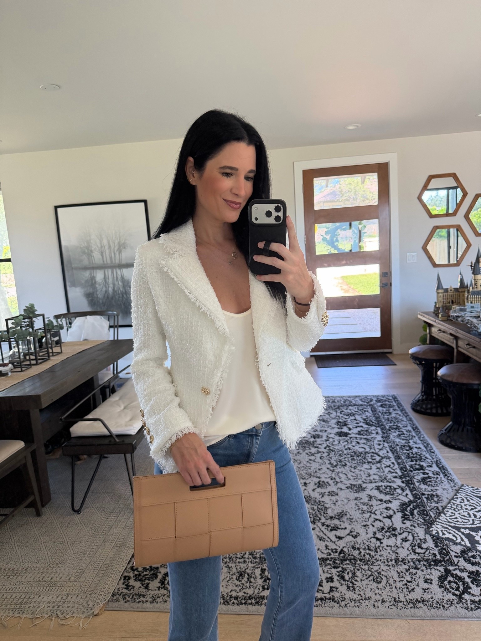 My @The Noli Shop blazer, camisole and jeans are up to 70% off with code INSIDER! 

I’m wearing a size medium in the cami but needed a size small. It runs large. I’m wearing a small in the tweed blazer and a 27 in the jeans.  

My @Gigi New York bag is 15% off with code DTKAUSTIN15.

#LTKTall #LTKOver40 #LTKSaleAlert