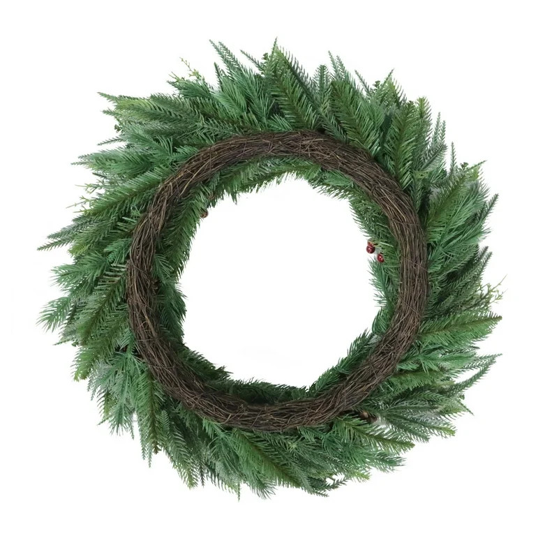 Fairfield Natural Feel Christmas Wreath, Green, 24", by Holiday Time | Walmart (US)