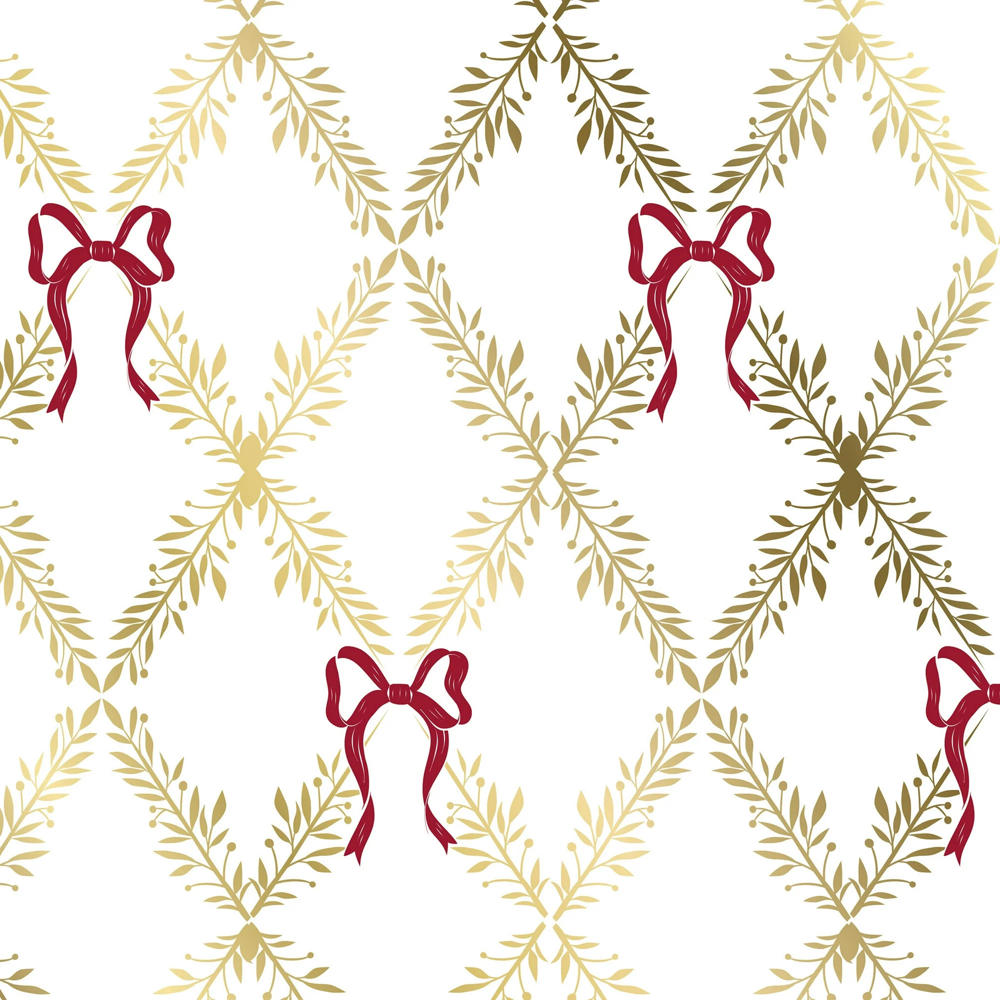 Gold and White Harlequin Leaves Premium Heavyweight Christmas Wrapping Paper, 25 sq ft, by My Tex... | Walmart (US)