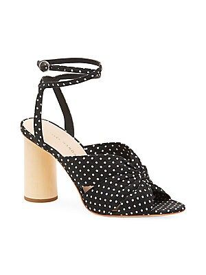 Loeffler Randall Tatiana Polka Dot Cotton Sandals - Black/Crea - Size 10.5 | Saks Fifth Avenue