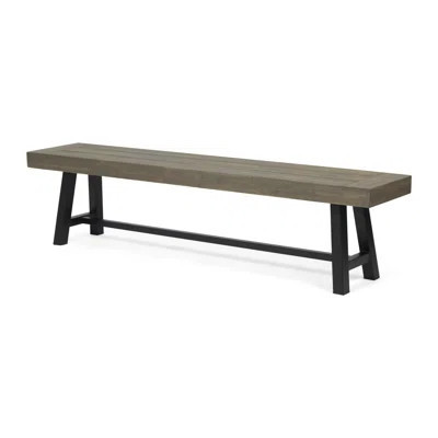 Outdoor Patio Bench With Wood And Metal Frame For Garden | Wayfair North America