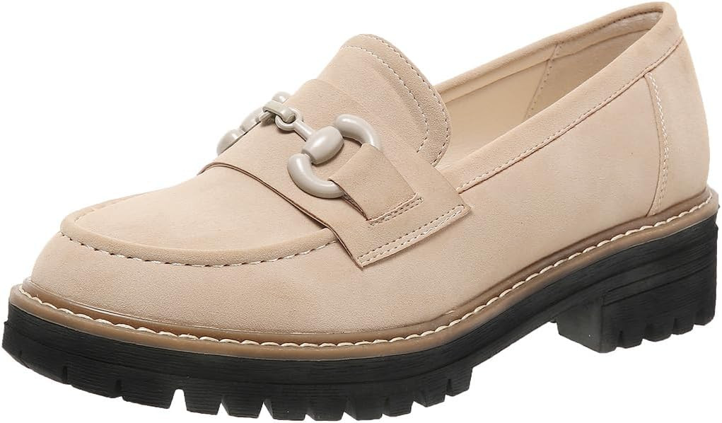 Bandkos Womens Penny Loafers-Comfort Suede Platform Chunky Slip On Moccasin Dress Shoes, Casual L... | Amazon (US)