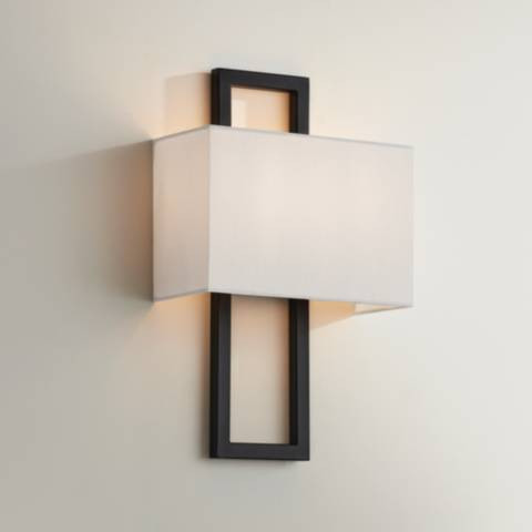 Possini Euro Modena 15 1/2" High Black Rectangular Wall Sconce | Lamps Plus