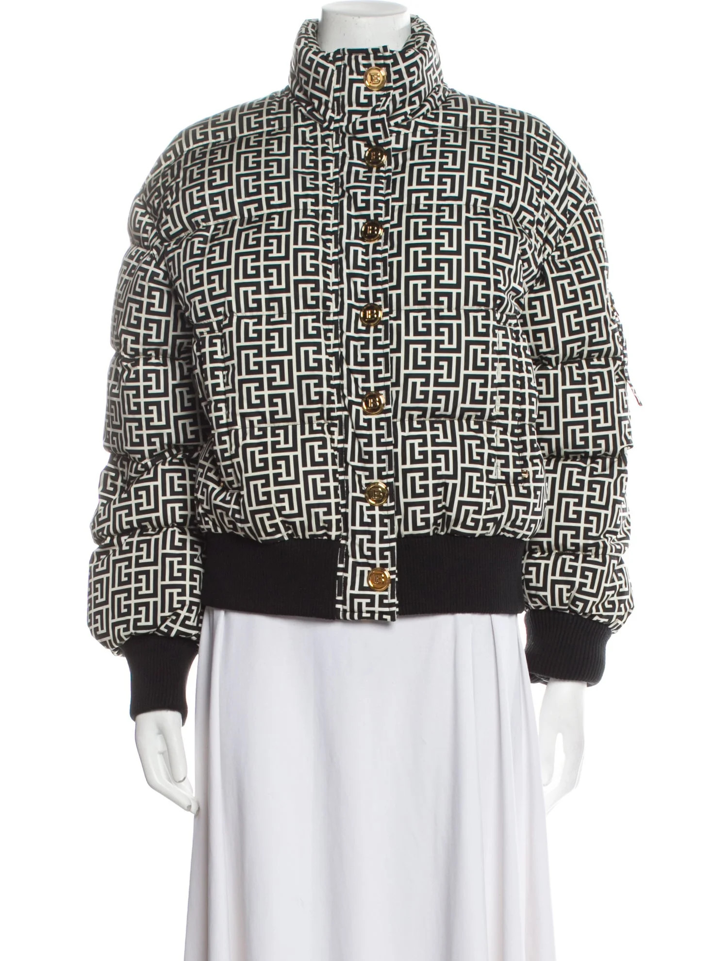 Houndstooth Print Down Jacket | The RealReal