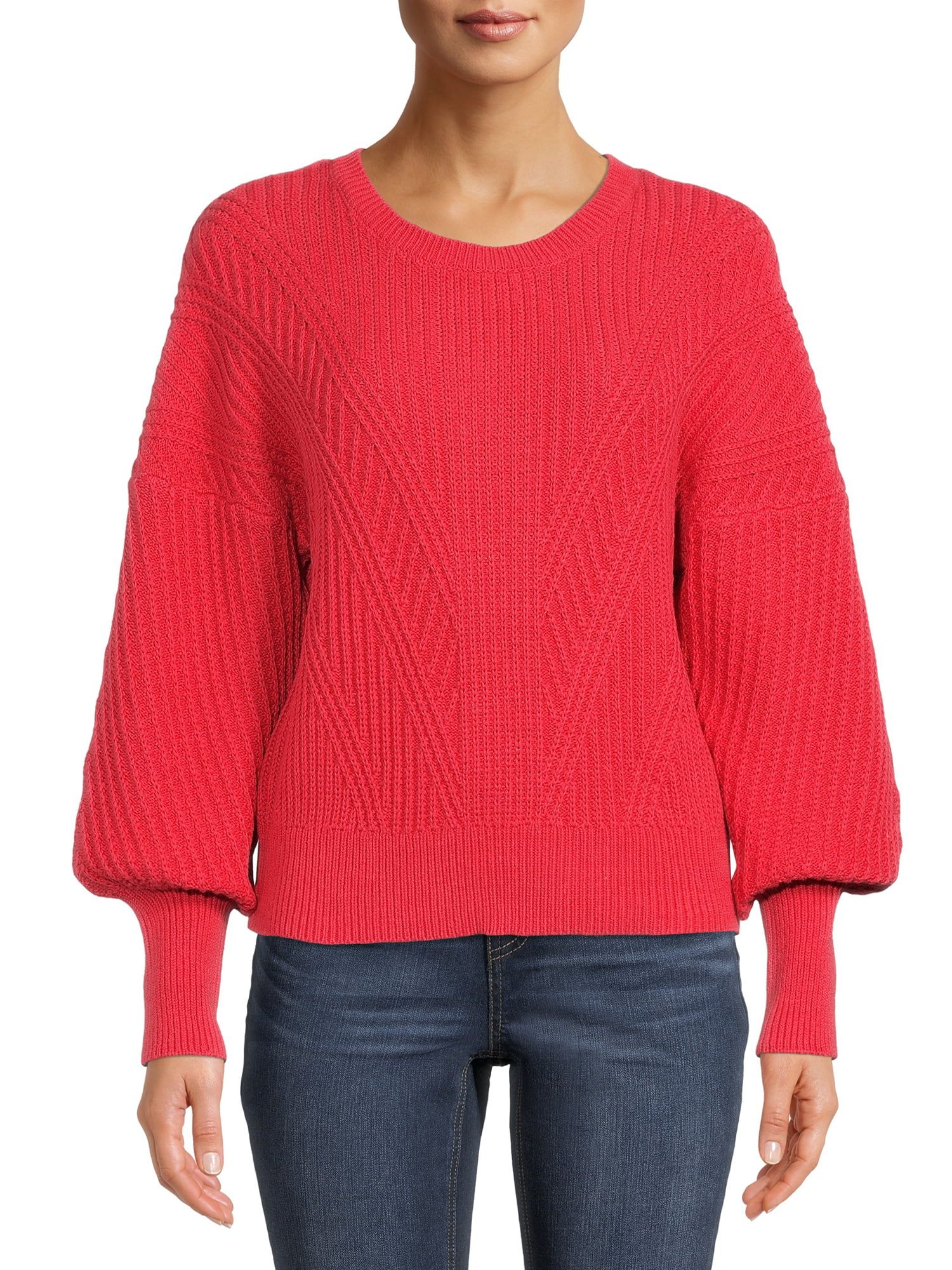 Time and Tru Women's Mixed Rib Sweater - Walmart.com | Walmart (US)