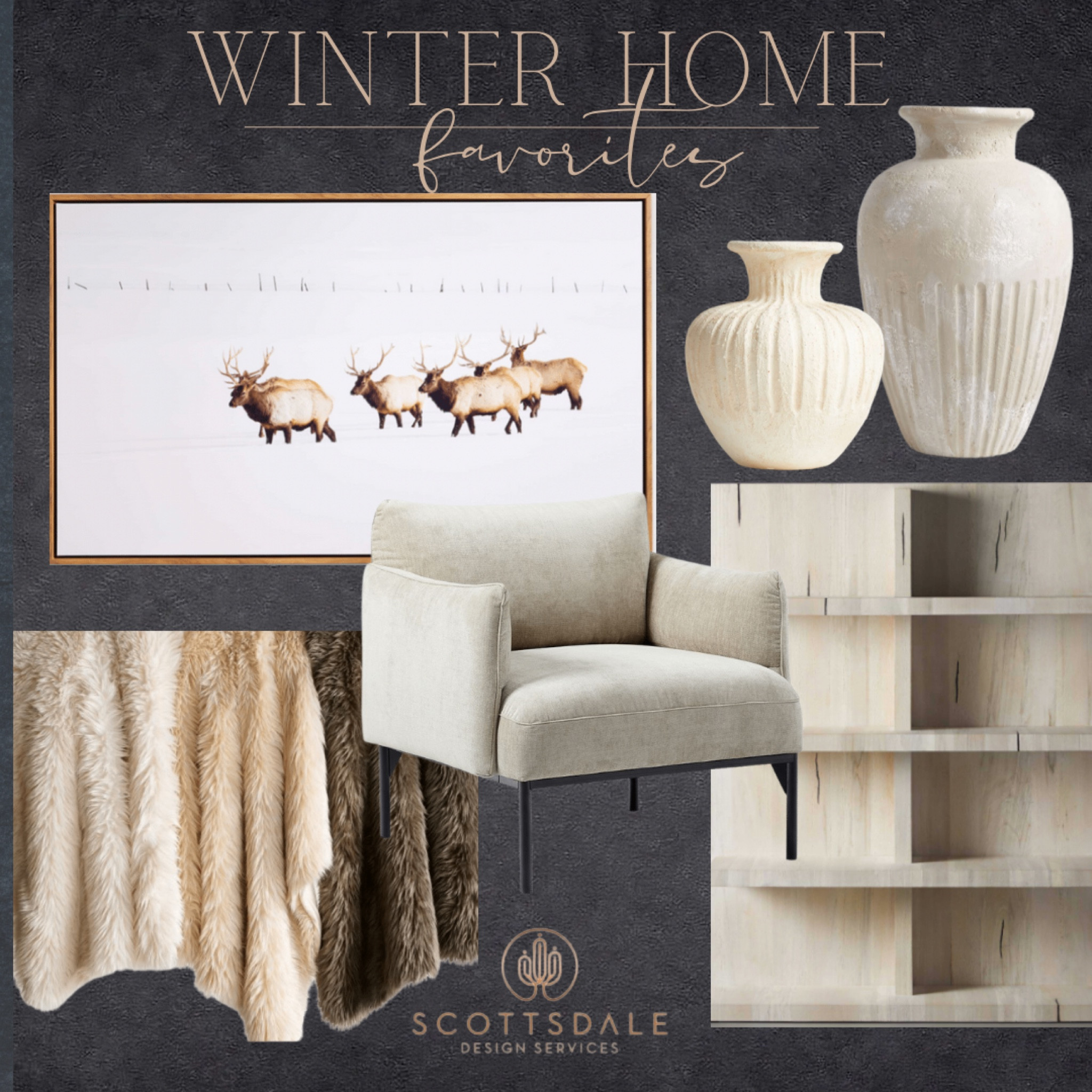 Cozy winter whites and neutrals🤍

Bookcase, neutral home decor, faux fur blanket, deer art, neutral vase, accent chair, winter decor

#LTKhome