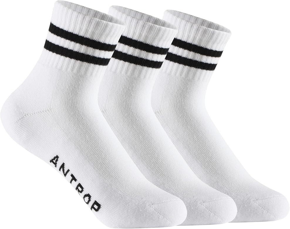 Antrop WoMen Quarter Crew Cotton Heel Tab Athletic Running Cushion Socks (3 Pairs) | Amazon (US)