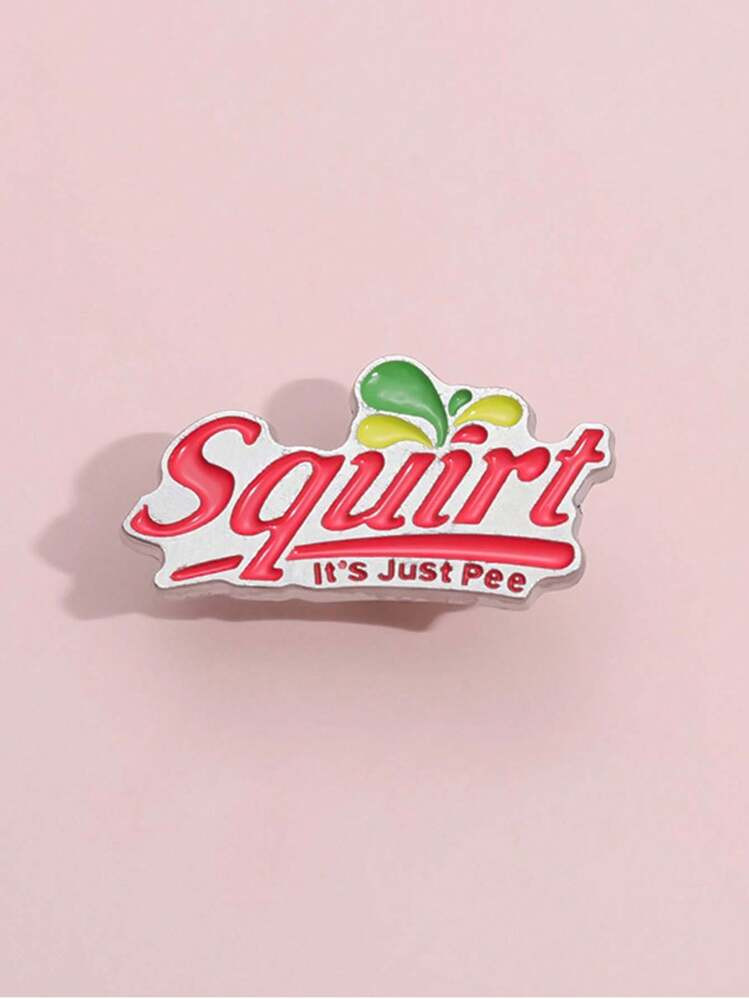 1pc Fun Run Brooch Pin English Red Text Metal Badge Button For Women | SHEIN