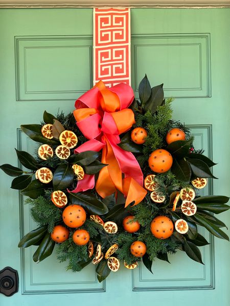 A citrus wreath for Christmas! The oranges are fake and extremely affordable and easy to work with!
