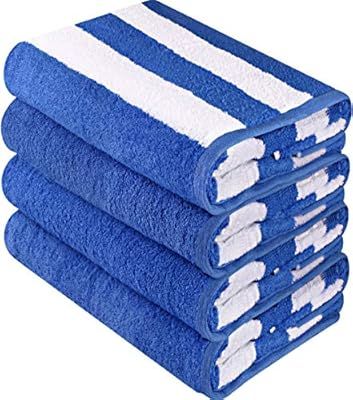 Utopia Towels Cabana Stripe Beach Towels, Blue, (30 x 60 Inches) - 100% Ring Spun Cotton Large Po... | Amazon (US)