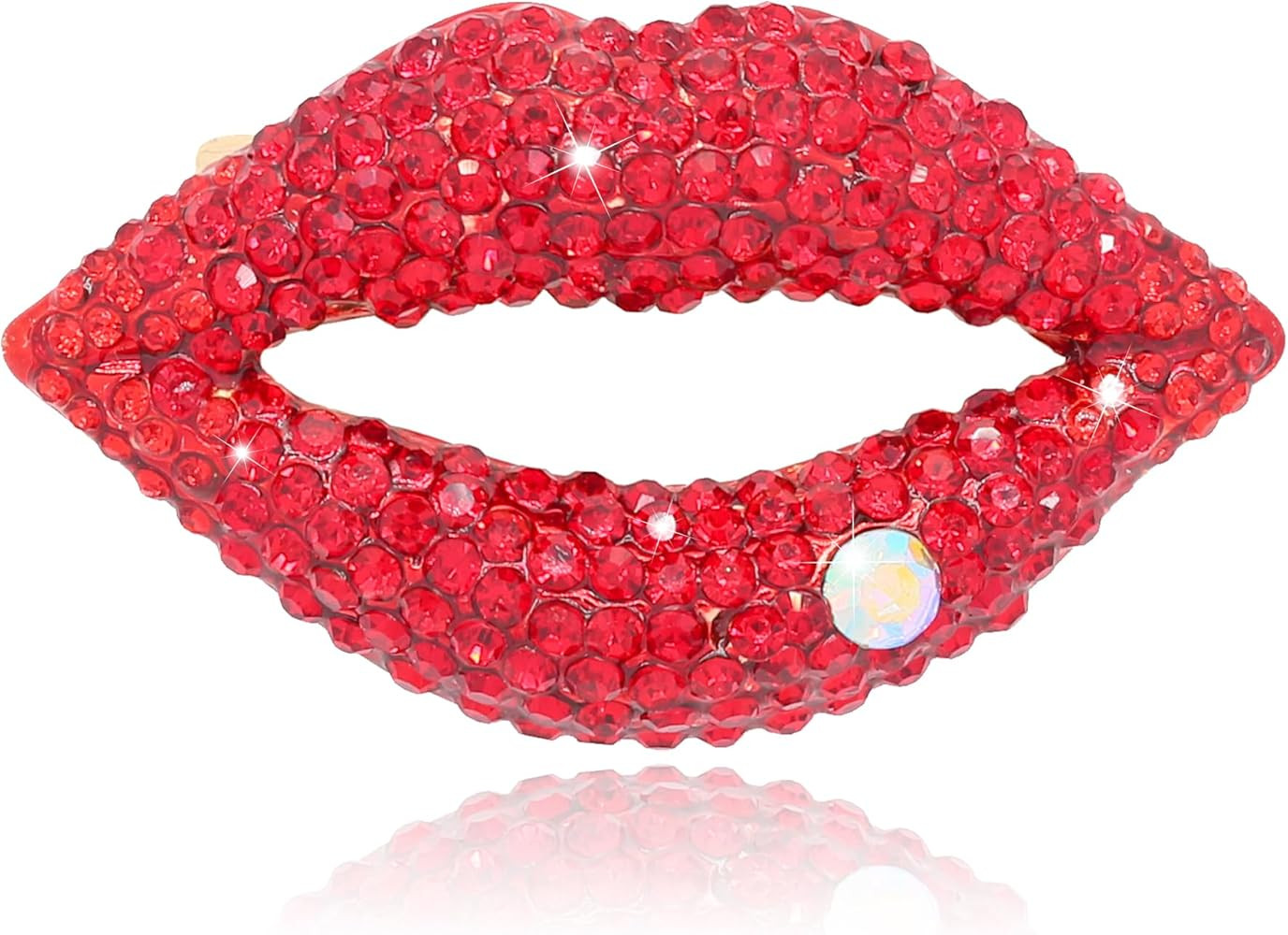 Lips Shape Rhinestone Brooches Sexy Elegant Red Pin Brooch for Women Gifts | Amazon (US)