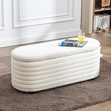 chairus Modern Storage Ottoman 45" Faux Fur Entryway Bench Comfy Upholstered Stool for Living Roo... | Amazon (US)