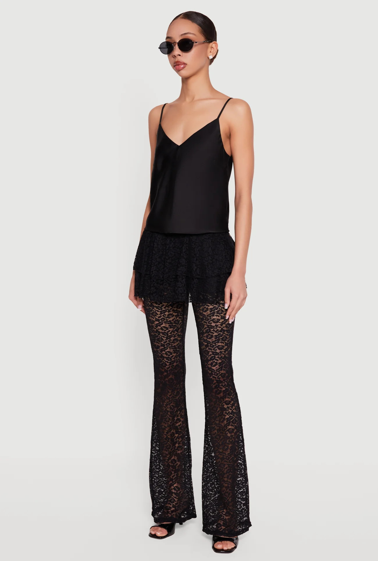 Lace Layered Skirt Flare Pants | Rainbow Shops