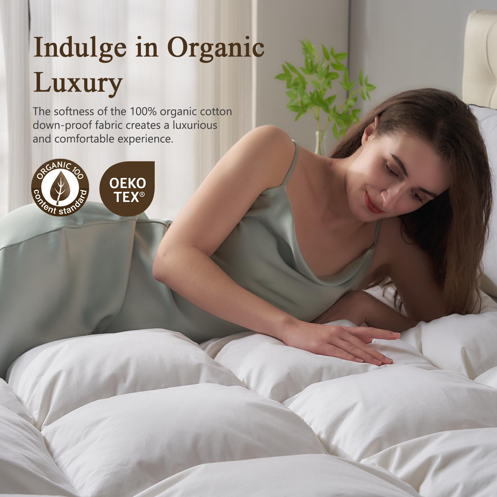 BPC Organic Feather Down Fiber Comforter King Size with 100% Cotton Cover, 750 Fill Power Cloudy-... | Amazon (US)