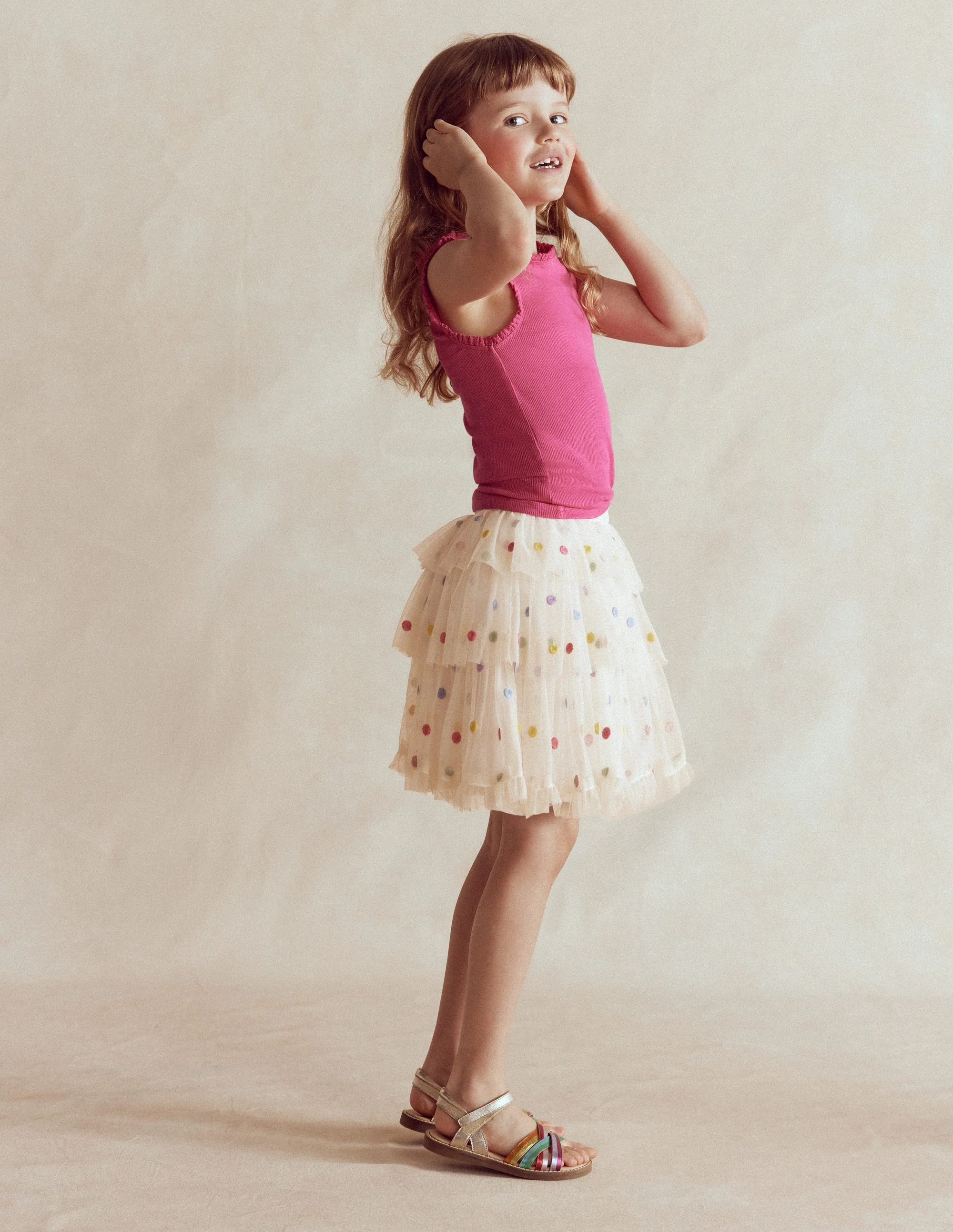 Tulle Interest Skirt-Soft Ivory Multi Spot | Boden (US)