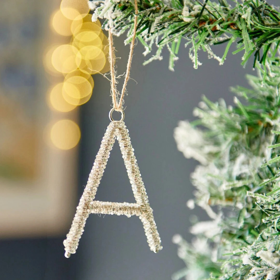 Personalised Sparkly Silver Letter Decorations Monogram - Etsy | Etsy (US)