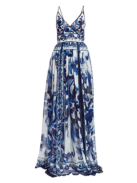 Blu Mediterraneo Sleeveless Painterly Maxi Dress | Saks Fifth Avenue