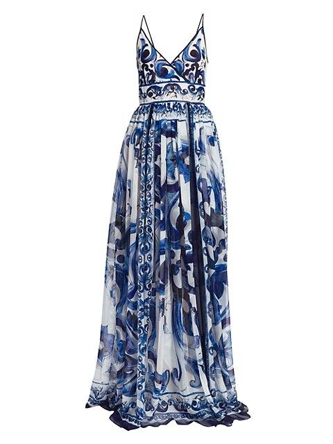 Blu Mediterraneo Sleeveless Painterly Maxi Dress | Saks Fifth Avenue