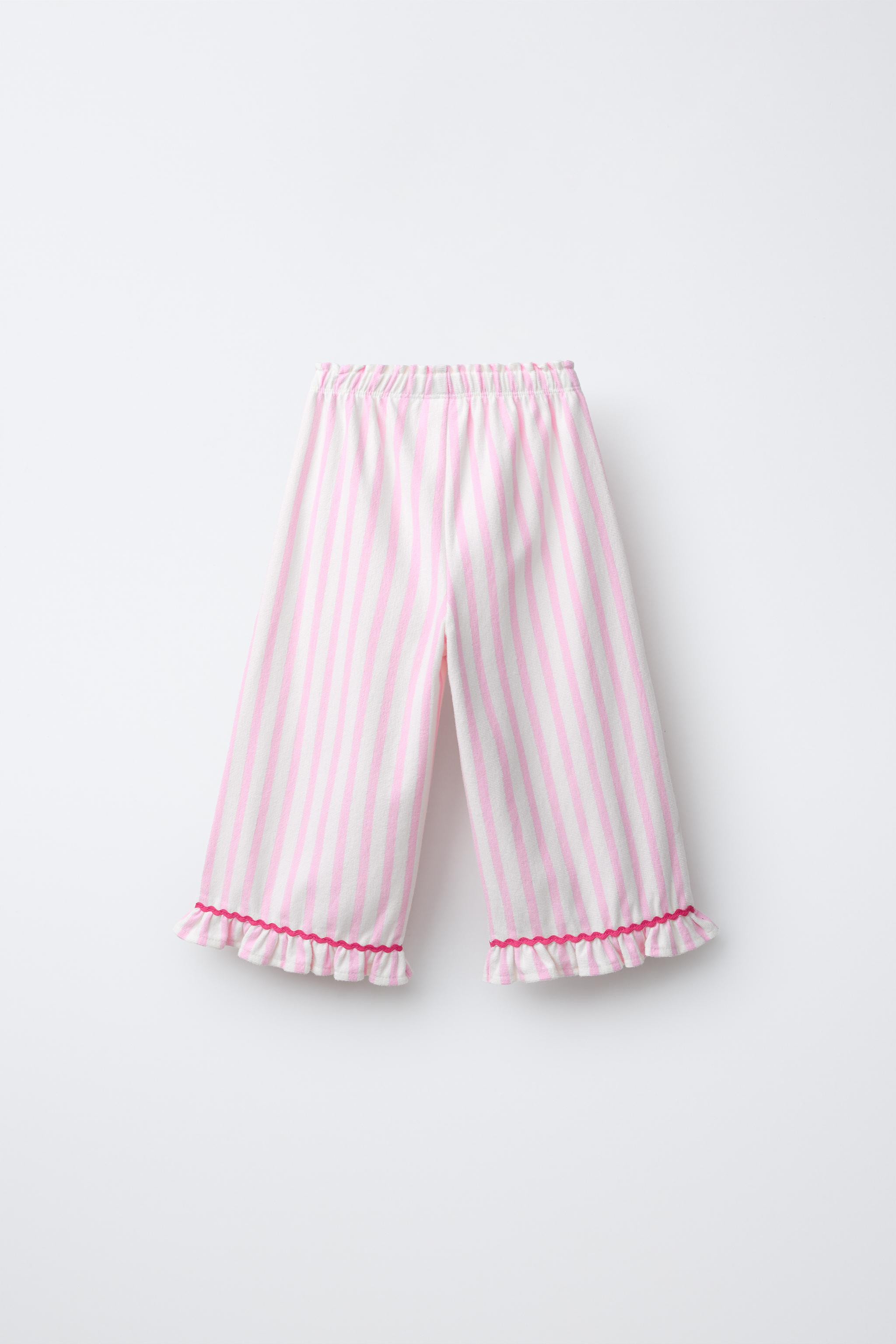 WOVEN STRIPED RUFFLE PANTS | Zara US