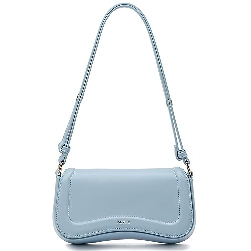 Keyli Women's Light Blue Hobo Handbag, Leather, 10.3" L x 2.4" W x 5.7" H, Magnetic Buckle Lock, Adjustable Handle Drop, Canvas Interior, Ideal for Travel | Amazon (US)