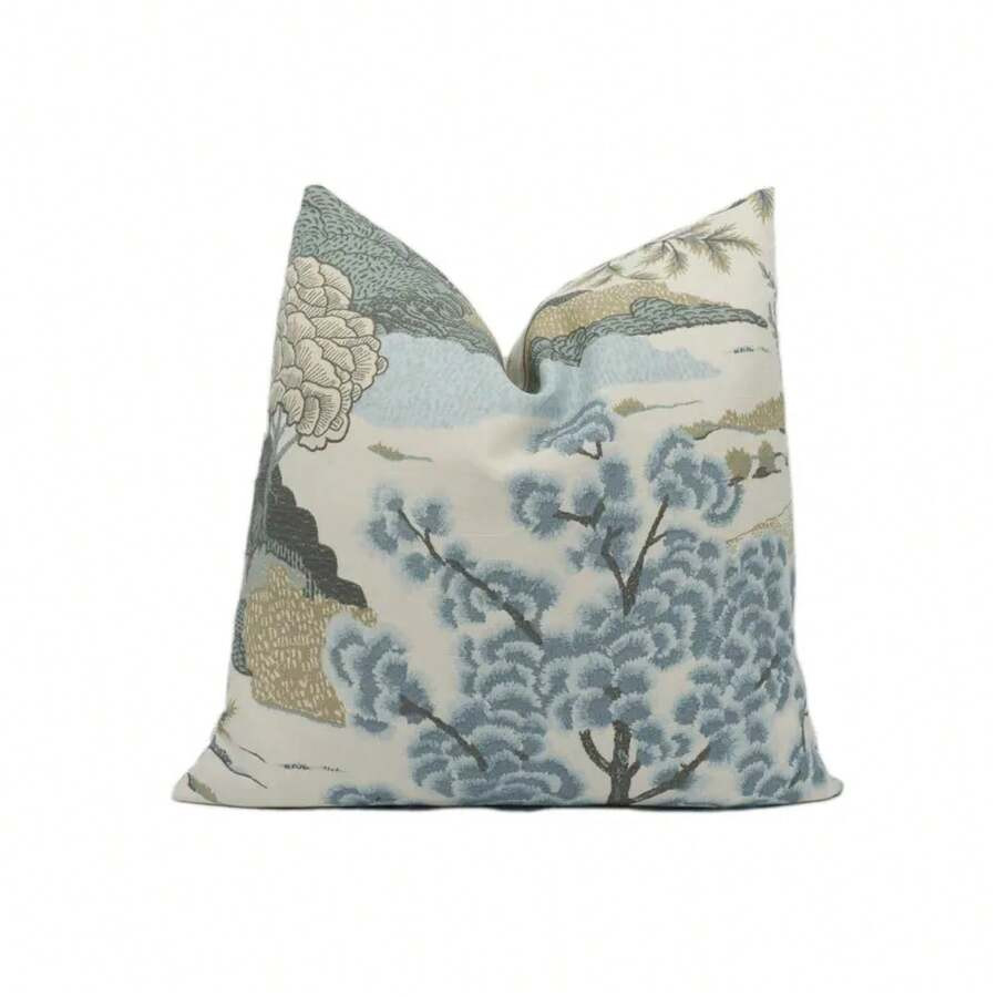 LocalDaintree - Aqua - Exotic Australian Coastal Flora Designer Cushion Cover - Beige Blue Japane... | SHEIN