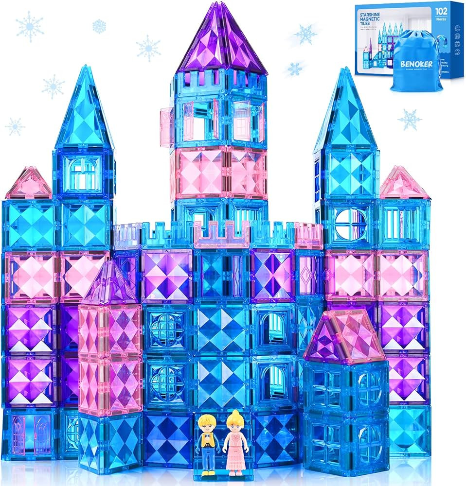102pcs Frozen Castle Magnetic Tiles - 3D Diamond Building Blocks, STEM Educational Kids Toys for ... | Amazon (US)
