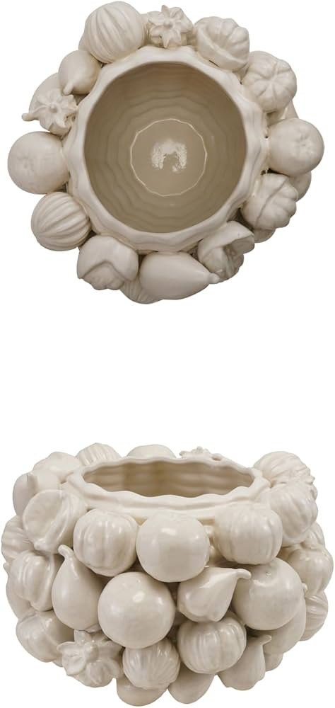 Creative Co-Op Stoneware Planter with 3D Fruit Design, Matte White | Amazon (US)