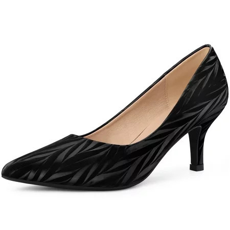 Unique Bargains Women s Prints Pointed Toe Slip on Kitten Heel Pumps | Walmart (US)