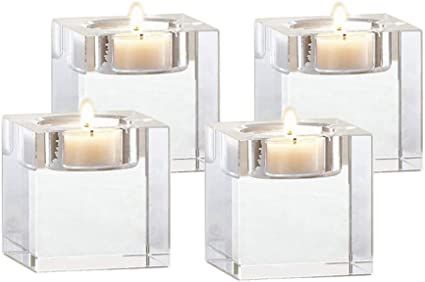 Clear Crystal Candle Holders Odowalker Tea Light Holders Candleholders Candlesticks Romantic Eleg... | Amazon (US)