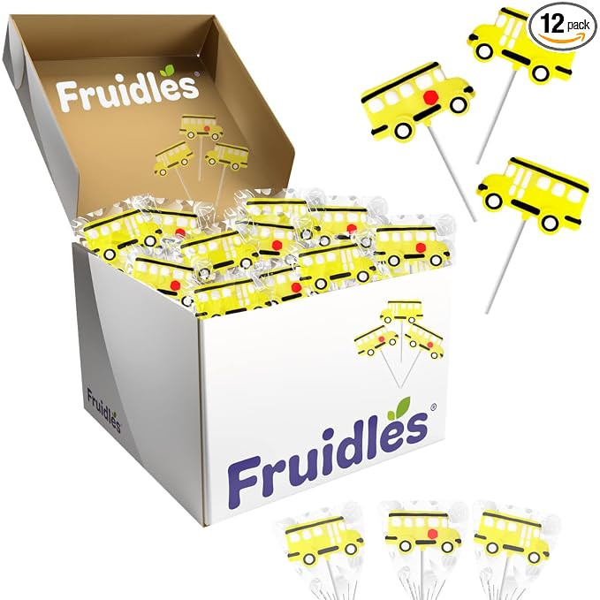 School Bus Lollipop Sucker Candy, Individually Wrapped Sucker, Party Favor (12-Pack) | Amazon (US)