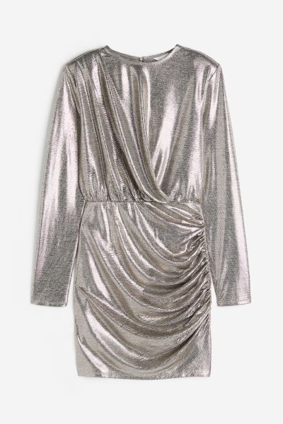Draped Jersey Dress - Silver-colored - Ladies | H&M US | H&M (US + CA)