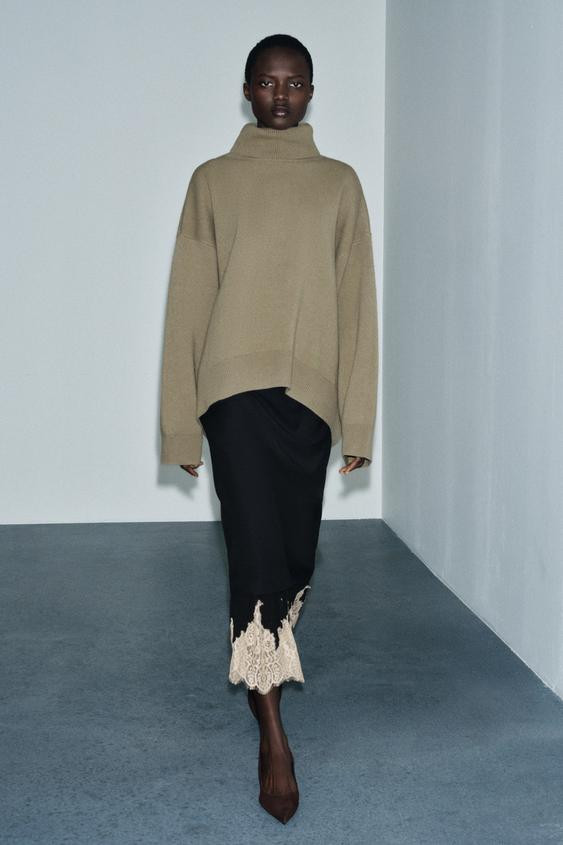 ZW COLLECTION COMBINED LACE SKIRT | Zara US